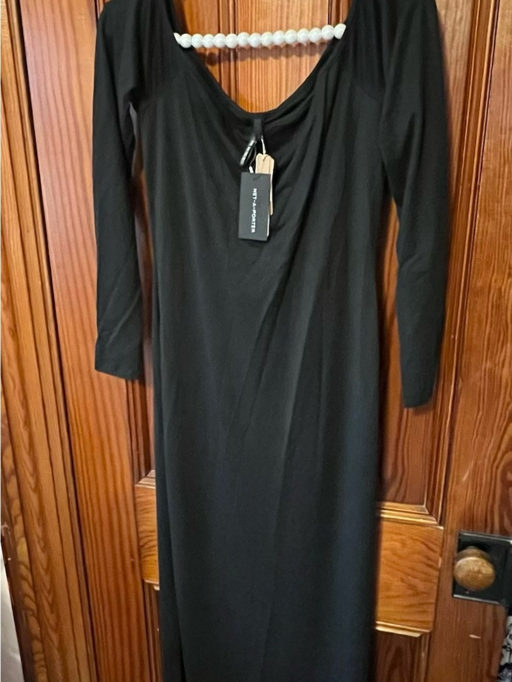 SKIMS Black Long-Sleeve Scoop Neck Maxi Dress
